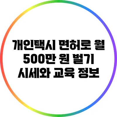 개인택시 면허로 월 500만 원 벌기: 시세와 교육 정보