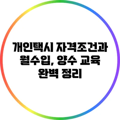 개인택시 자격조건과 월수입, 양수 교육 완벽 정리
