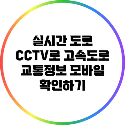 실시간 도로 CCTV로 고속도로 교통정보 모바일 확인하기