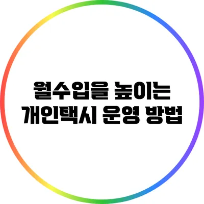 월수입을 높이는 개인택시 운영 방법