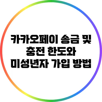 카카오페이 송금 및 충전 한도와 미성년자 가입 방법