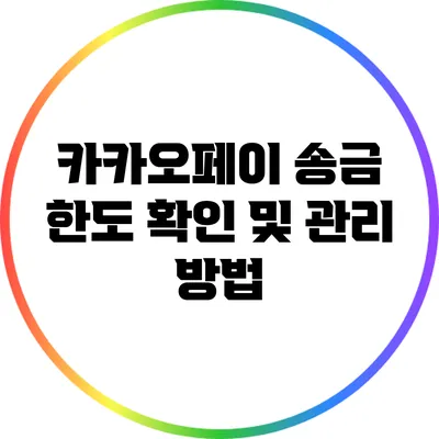 카카오페이 송금 한도 확인 및 관리 방법