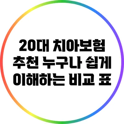 20대 치아보험 추천: 누구나 쉽게 이해하는 비교 표