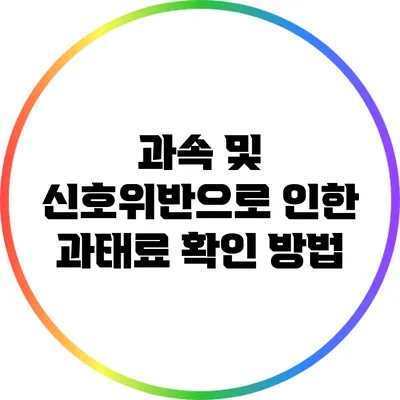 과속 및 신호위반으로 인한 과태료 확인 방법