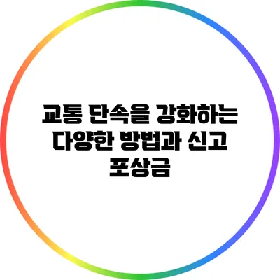교통 단속을 강화하는 다양한 방법과 신고 포상금
