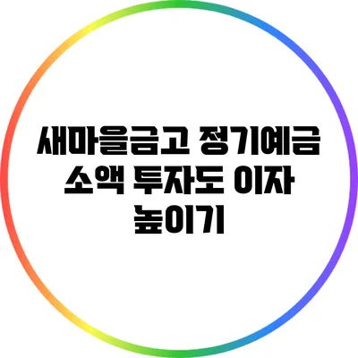 새마을금고 정기예금 소액 투자도 이자 높이기