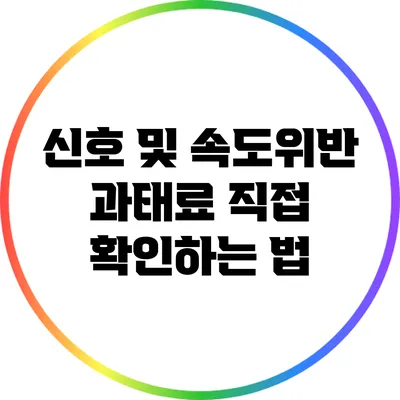 신호 및 속도위반 과태료 직접 확인하는 법