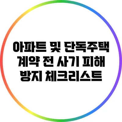 아파트 및 단독주택 계약 전 사기 피해 방지 체크리스트