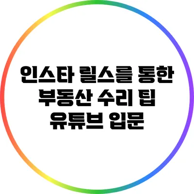 인스타 릴스를 통한 부동산 수리 팁: 유튜브 입문