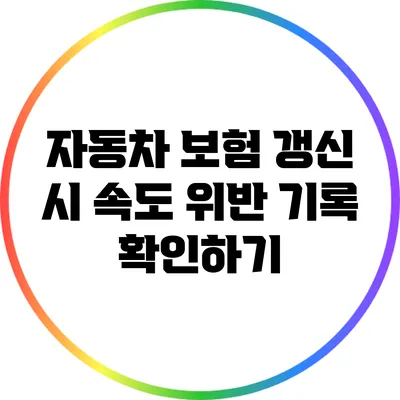 자동차 보험 갱신 시 속도 위반 기록 확인하기