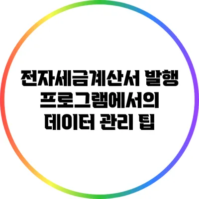 전자세금계산서 발행 프로그램에서의 데이터 관리 팁