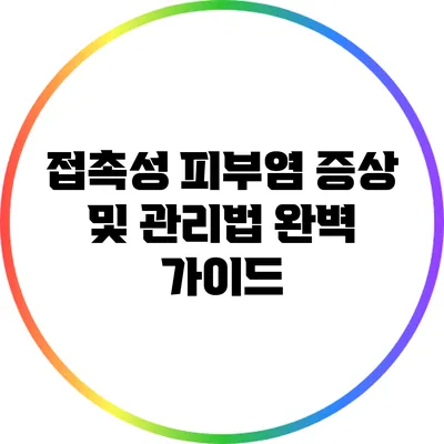 접촉성 피부염 증상 및 관리법 완벽 가이드