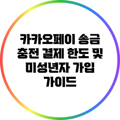 카카오페이 송금 충전 결제 한도 및 미성년자 가입 가이드