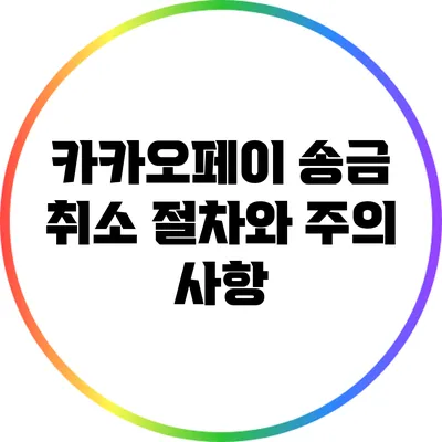 카카오페이 송금 취소 절차와 주의 사항