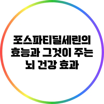 포스파티딜세린의 효능과 그것이 주는 뇌 건강 효과