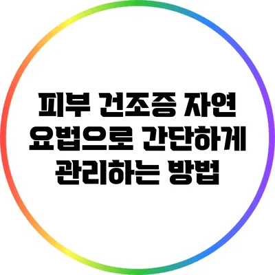 피부 건조증? 자연 요법으로 간단하게 관리하는 방법