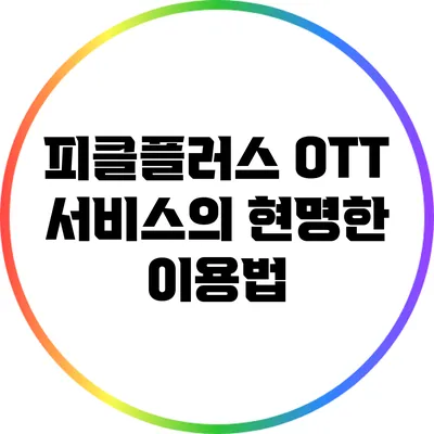 피클플러스: OTT 서비스의 현명한 이용법