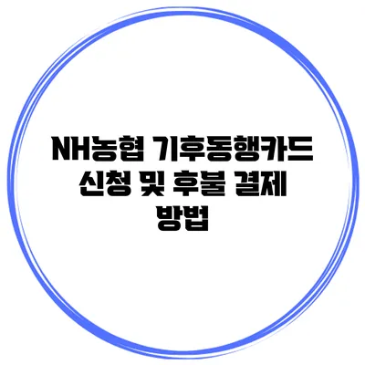 NH농협 기후동행카드 신청 및 후불 결제 방법