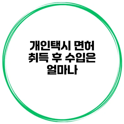 개인택시 면허 취득 후 수입은 얼마나?