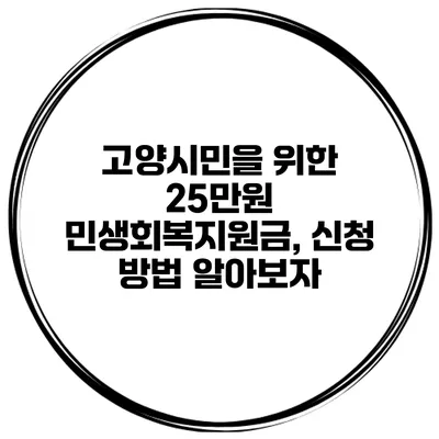 고양시민을 위한 25만원 민생회복지원금, 신청 방법 알아보자