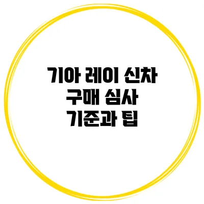 기아 레이 신차 구매 심사 기준과 팁