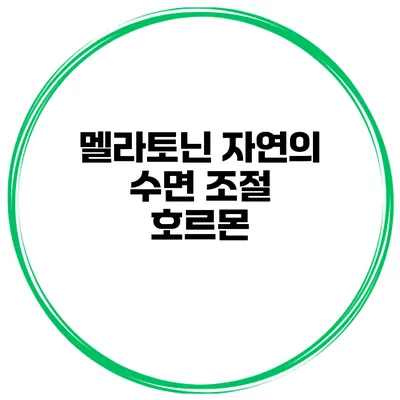 멜라토닌 자연의 수면 조절 호르몬