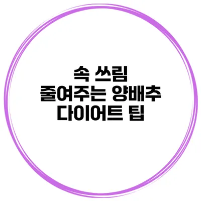 속 쓰림 줄여주는 양배추 다이어트 팁