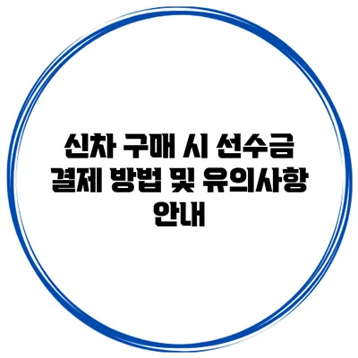 신차 구매 시 선수금 결제 방법 및 유의사항 안내