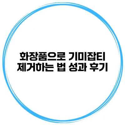 화장품으로 기미잡티 제거하는 법 성과 후기