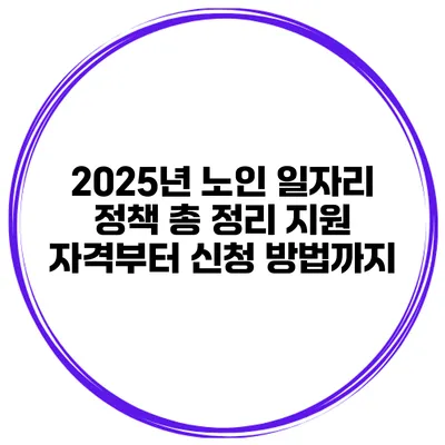 2025년 노인 일자리 정책 총 정리 지원 자격부터 신청 방법까지