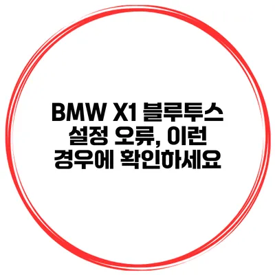 BMW X1 블루투스 설정 오류, 이런 경우에 확인하세요