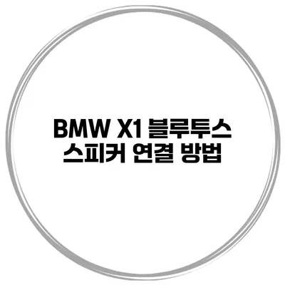 BMW X1 블루투스 스피커 연결 방법