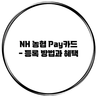 NH 농협 Pay카드 - 등록 방법과 혜택