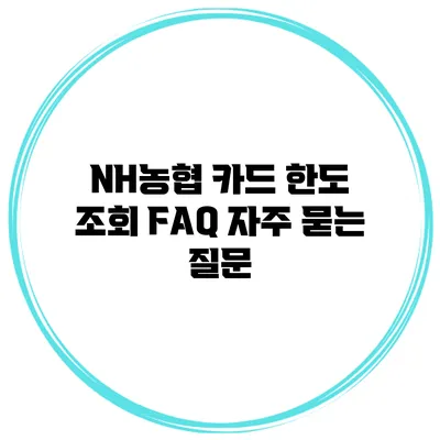 NH농협 카드 한도 조회 FAQ 자주 묻는 질문