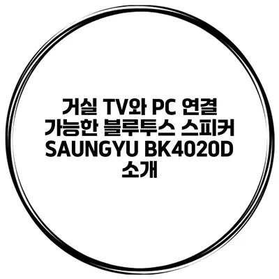 거실 TV와 PC 연결 가능한 블루투스 스피커 SAUNGYU BK4020D 소개