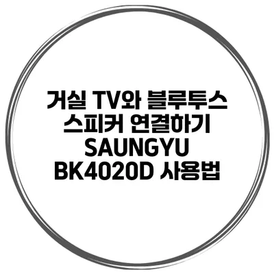 거실 TV와 블루투스 스피커 연결하기 SAUNGYU BK4020D 사용법