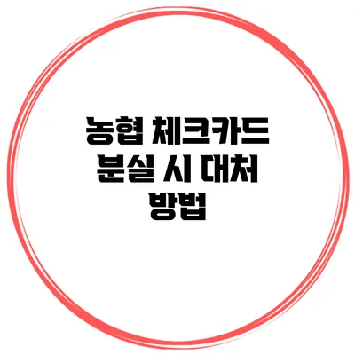 농협 체크카드 분실 시 대처 방법