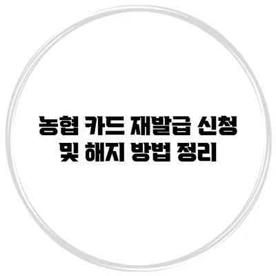농협 카드 재발급 신청 및 해지 방법 정리