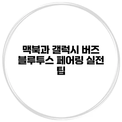 맥북과 갤럭시 버즈 블루투스 페어링 실전 팁