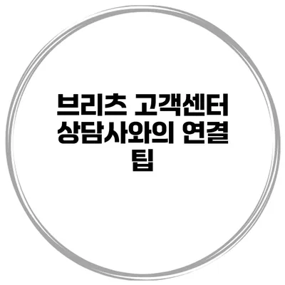 브리츠 고객센터 상담사와의 연결 팁