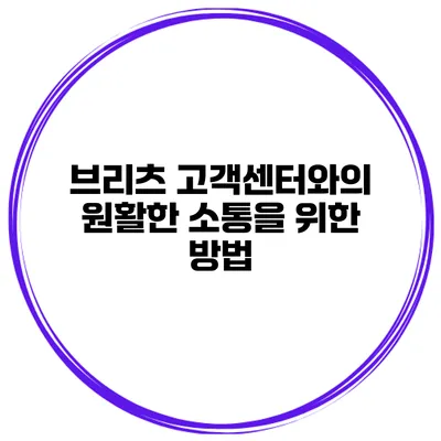 브리츠 고객센터와의 원활한 소통을 위한 방법