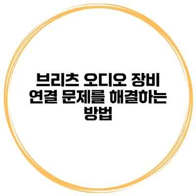 브리츠 오디오 장비 연결 문제를 해결하는 방법