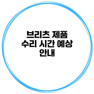 브리츠 제품 수리 시간 예상 안내