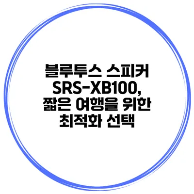 블루투스 스피커 SRS-XB100, 짧은 여행을 위한 최적화 선택