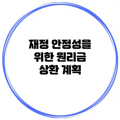 재정 안정성을 위한 원리금 상환 계획