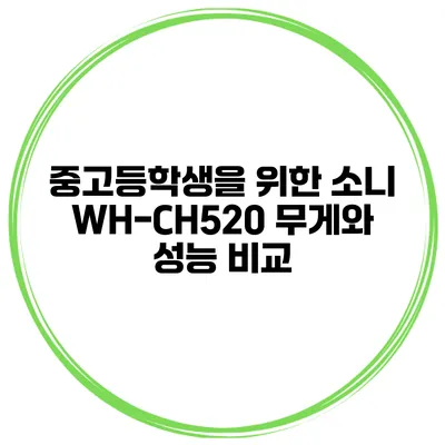 중고등학생을 위한 소니 WH-CH520 무게와 성능 비교