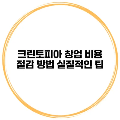 크린토피아 창업 비용 절감 방법 실질적인 팁